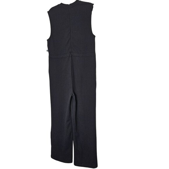 Puma NWOT Sleevelss Black White Jumpsuit Drawsting Waist  pockets Women's Size M - Picture 2 of 15